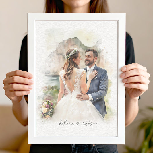 Wedding Art From Photo Watercolour Style Portrait Gift | Anniversary Gift | Personalised Art Picture __etsy:7227124252