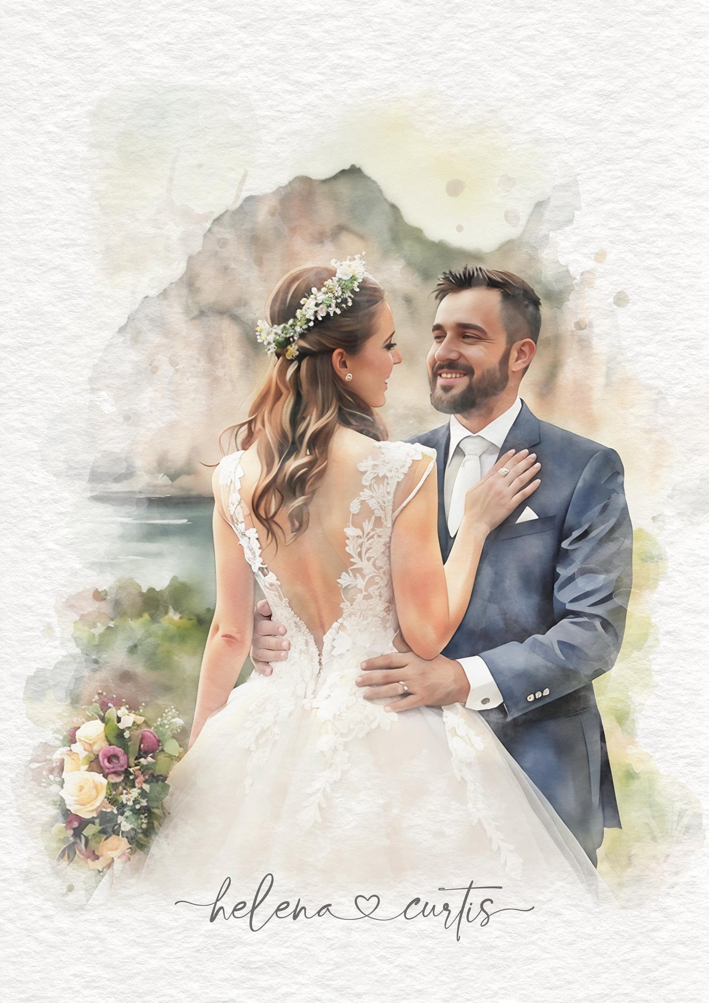 Wedding Art From Photo Watercolour Style Portrait Gift | Anniversary Gift | Personalised Art Picture __etsy:7227124436