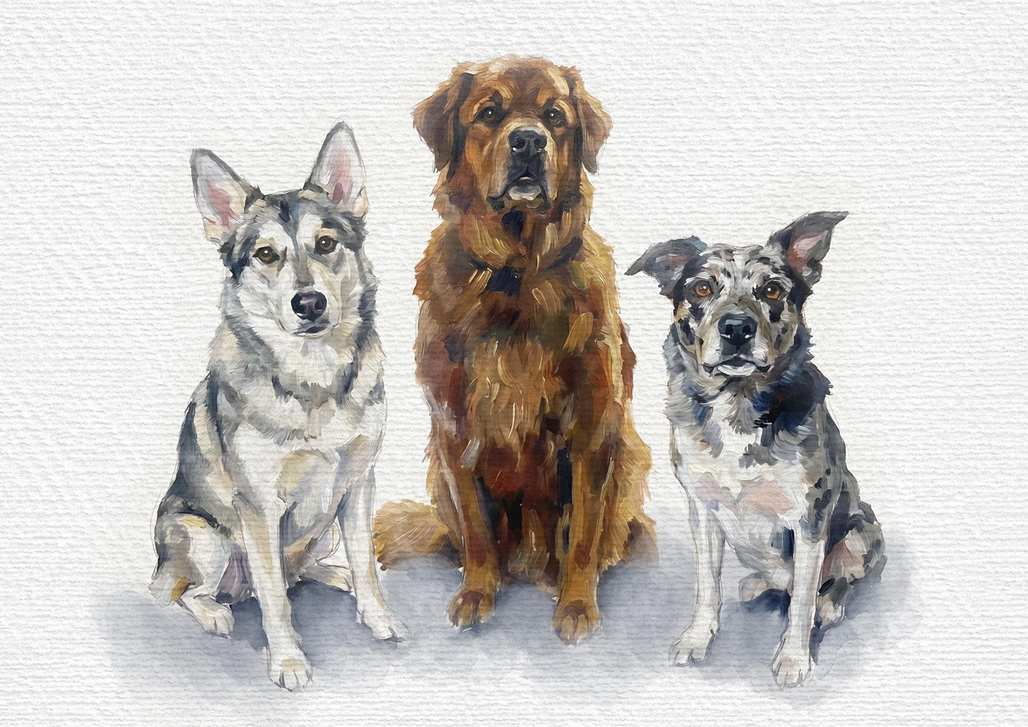 Photo-Merge Custom Dog Watercolour Portrait | Personalised Pet Portrait Illustration | Style of Pencil Outline Hand Painted Watercolour __etsy:8138459240