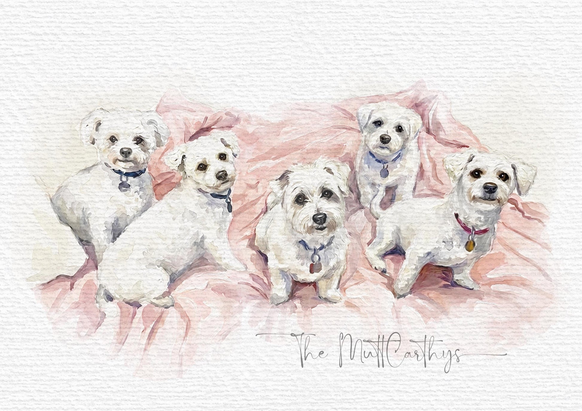Photo-Merge Custom Dog Watercolour Portrait | Personalised Pet Portrait Illustration | Style of Pencil Outline Hand Painted Watercolour __etsy:8138461012